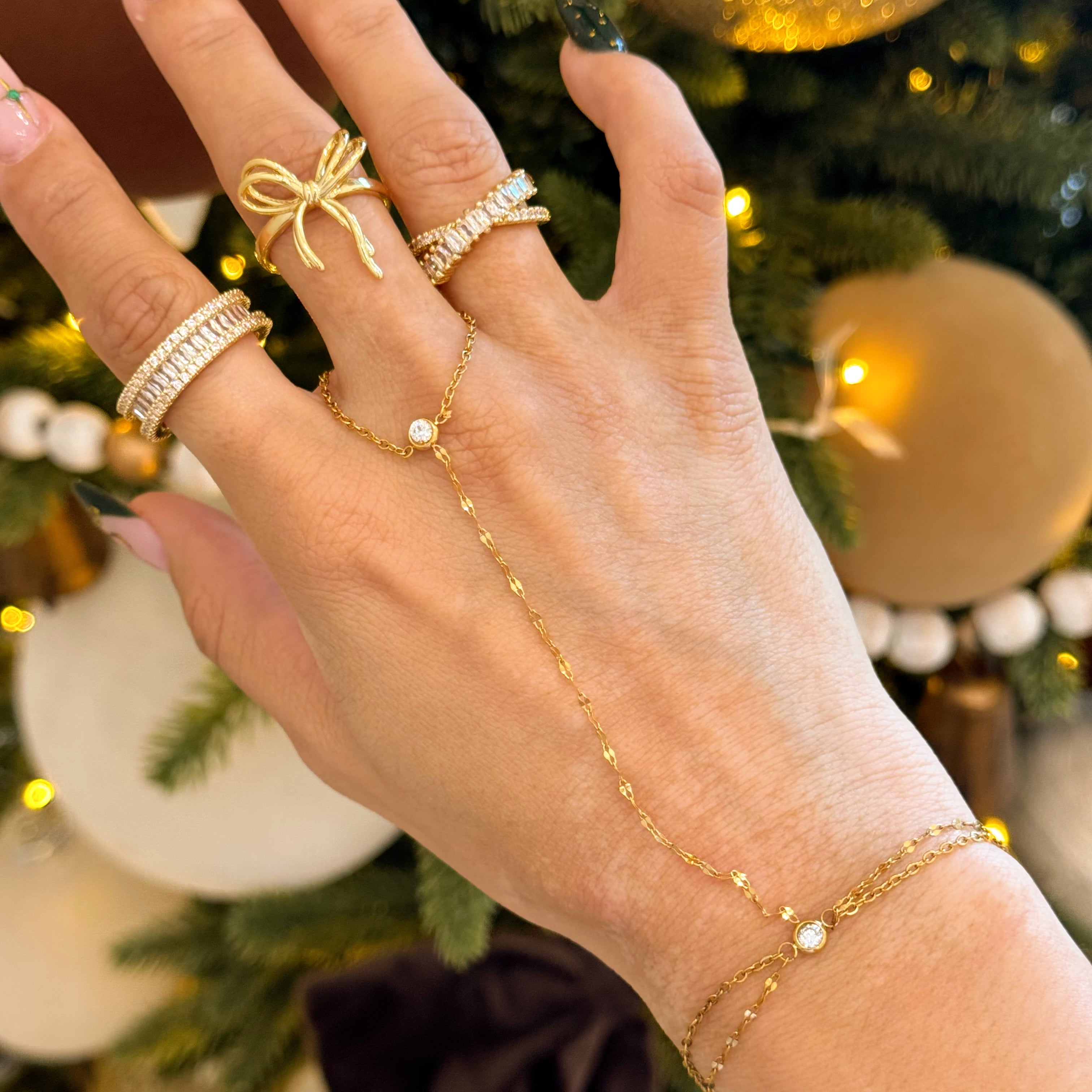 Mistletoe CZ Hand Chain