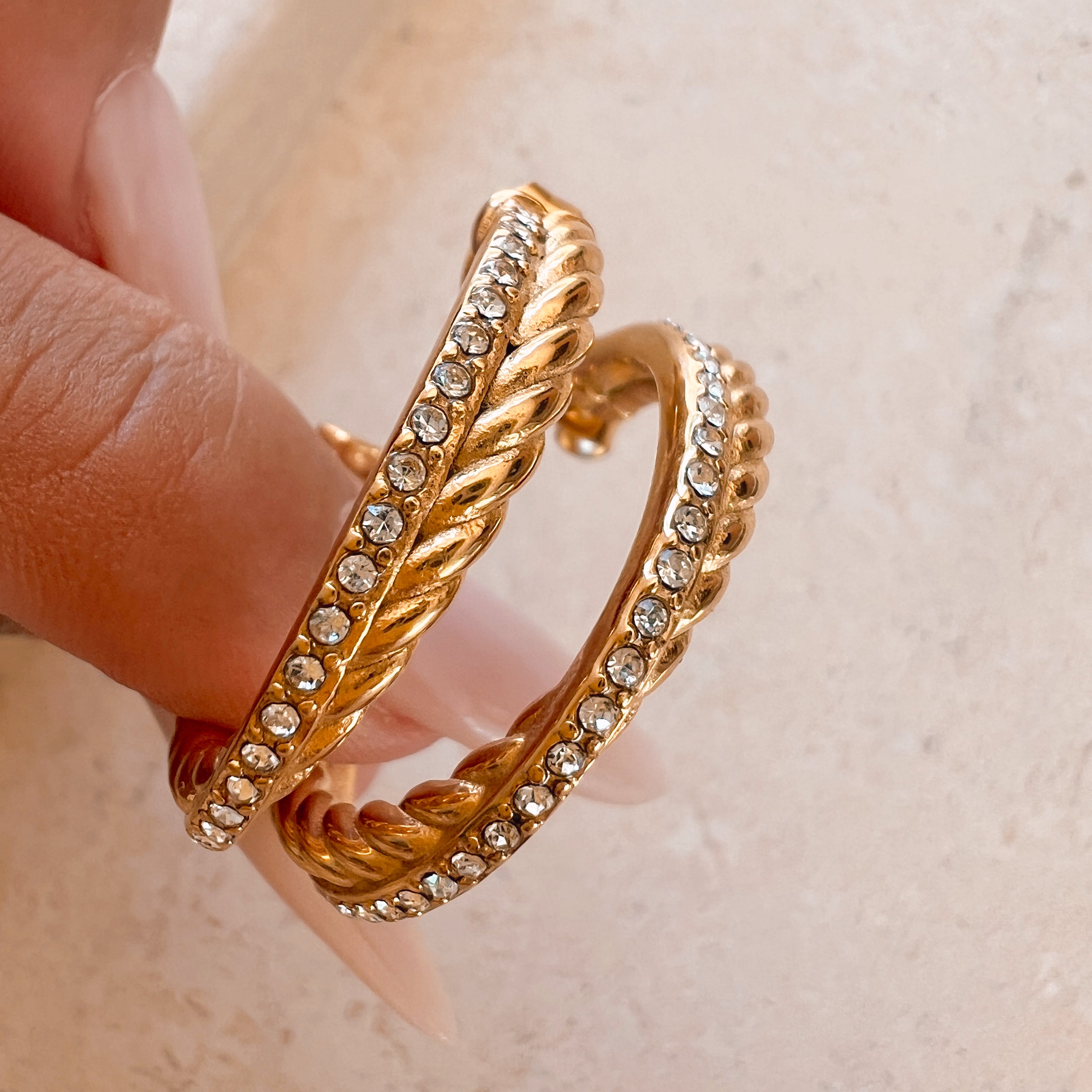 In The Mix CZ Twist Rope Hoops