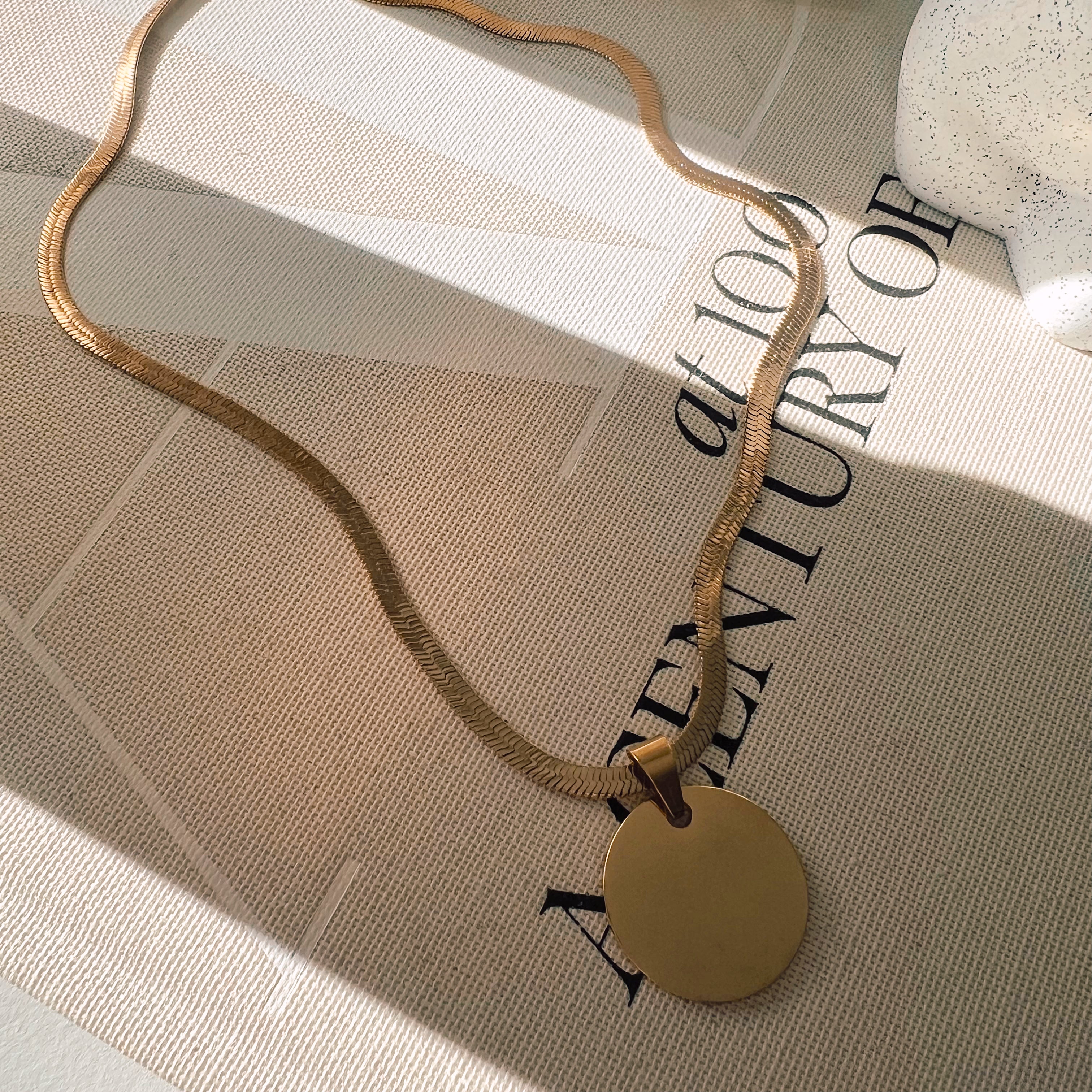 Large Circle Coin Engraving Necklace