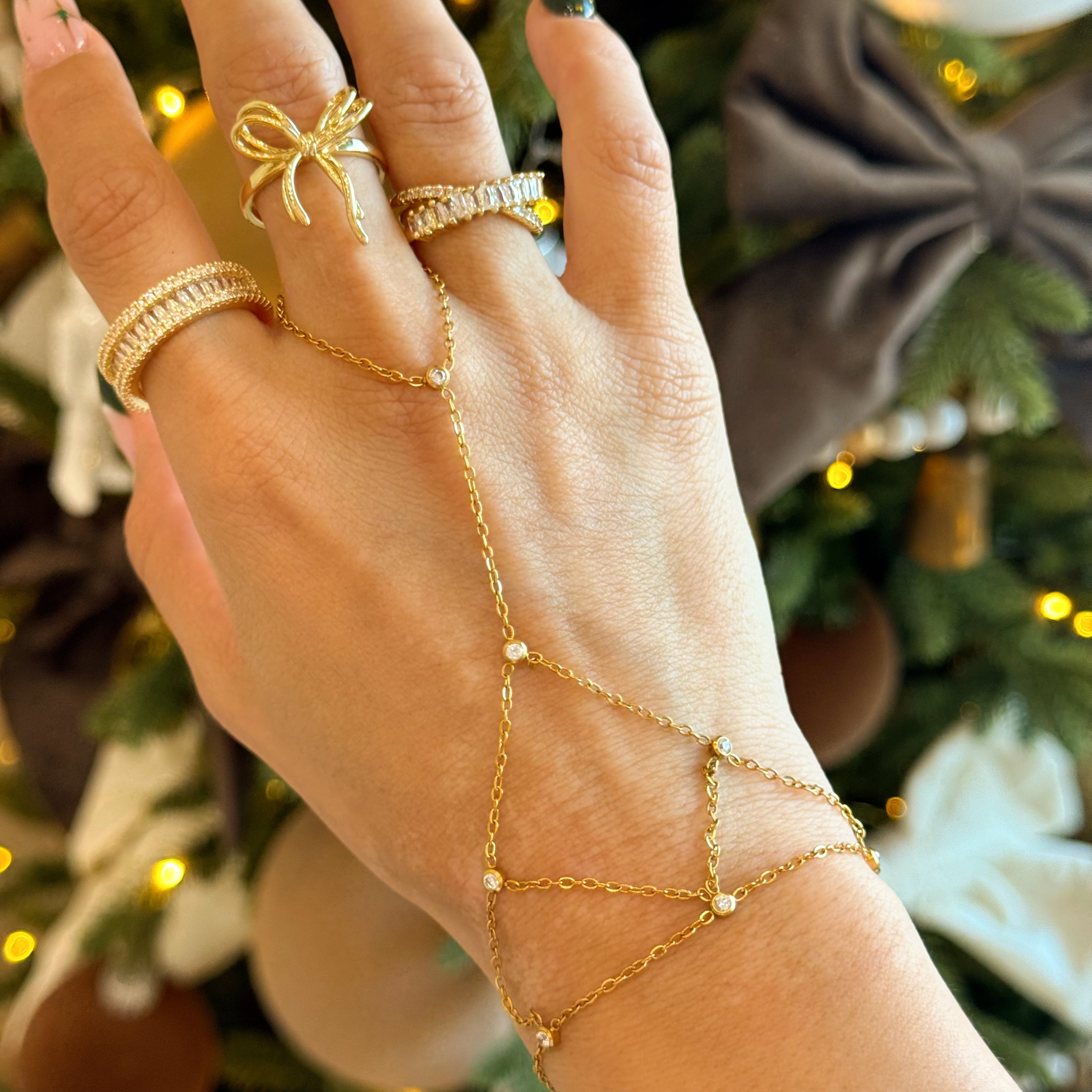 Holly Jolly CZ Hand Chain