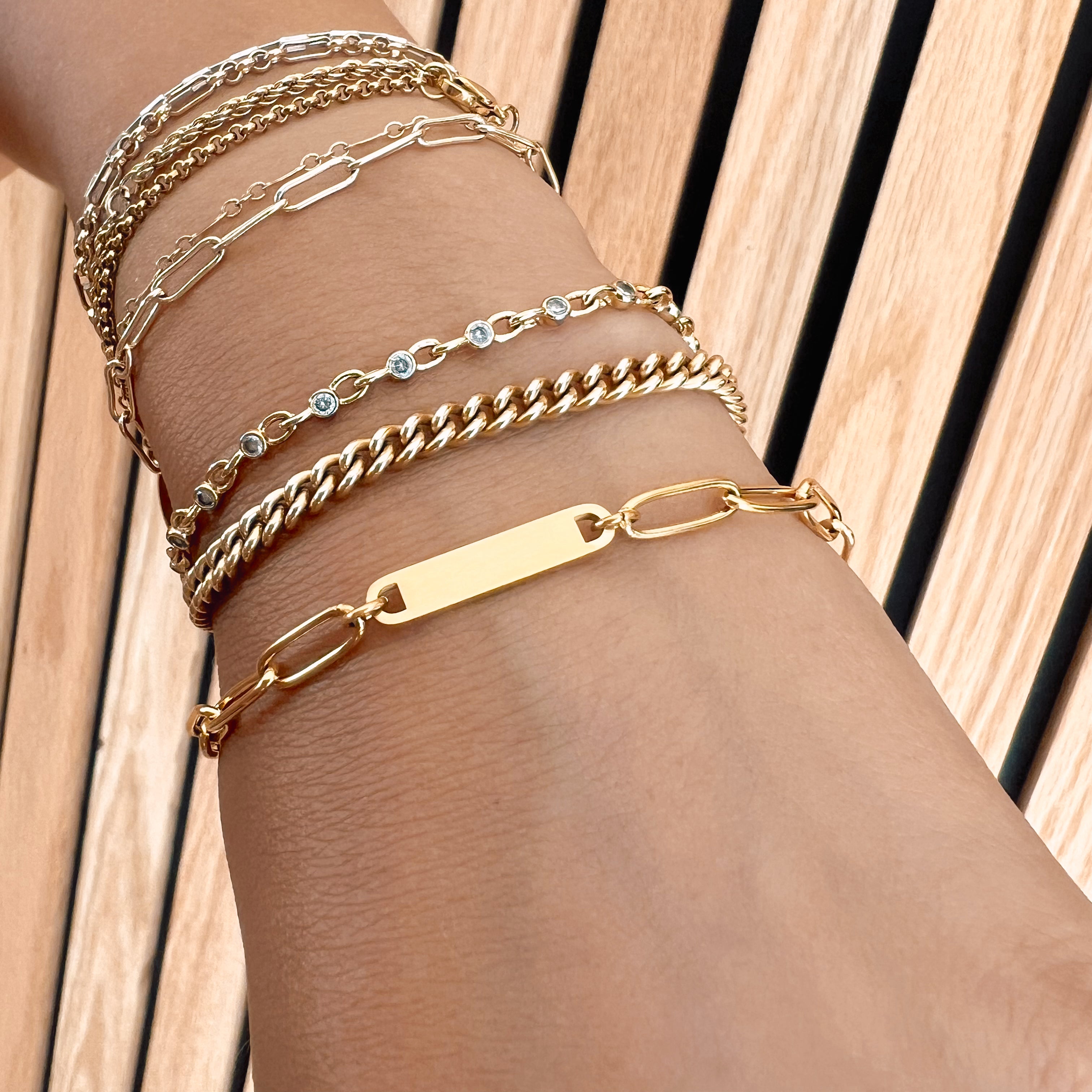 Paperclip Bar Engraving Bracelet