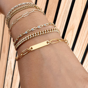 Paperclip Bar Engraving Bracelet