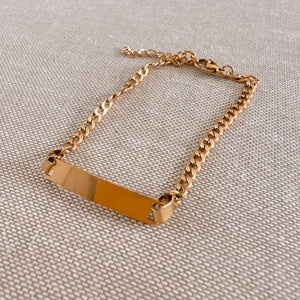 Micro-Mini Cuban Link Bar Engraving Bracelet