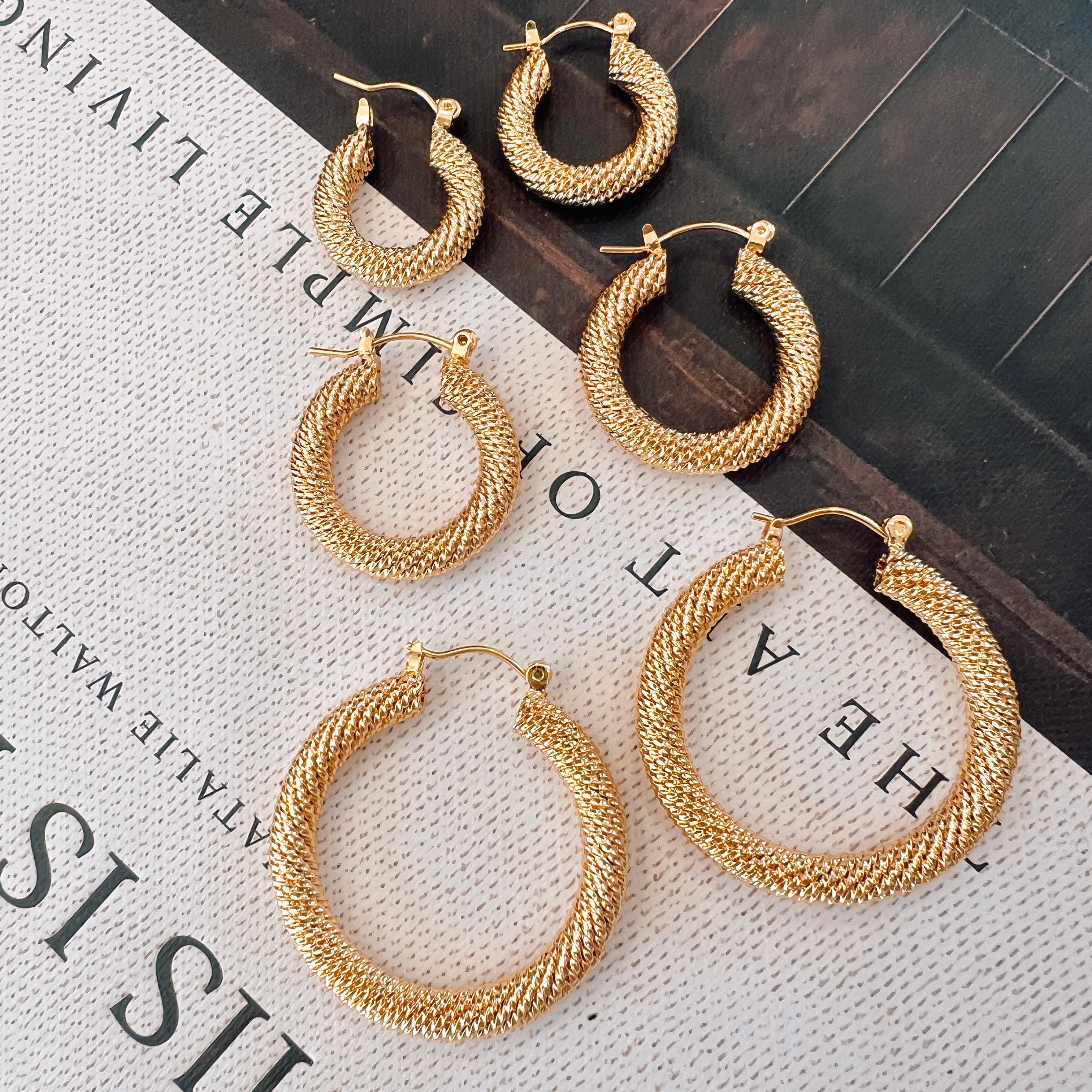 Golden Hour Textured Hoops