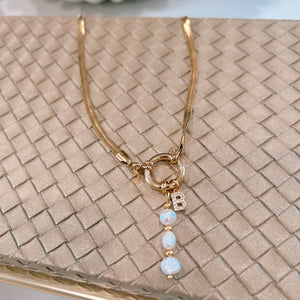 Brittany Herringbone Custom Initial Necklace