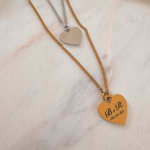 Heart Engraving Charm Necklace