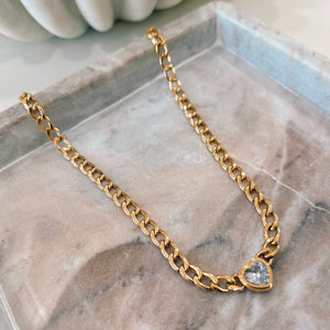Galentine CZ Heart Chain Necklace