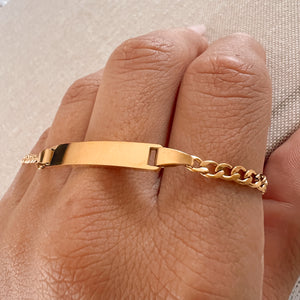 Micro-Mini Cuban Link Bar Engraving Bracelet