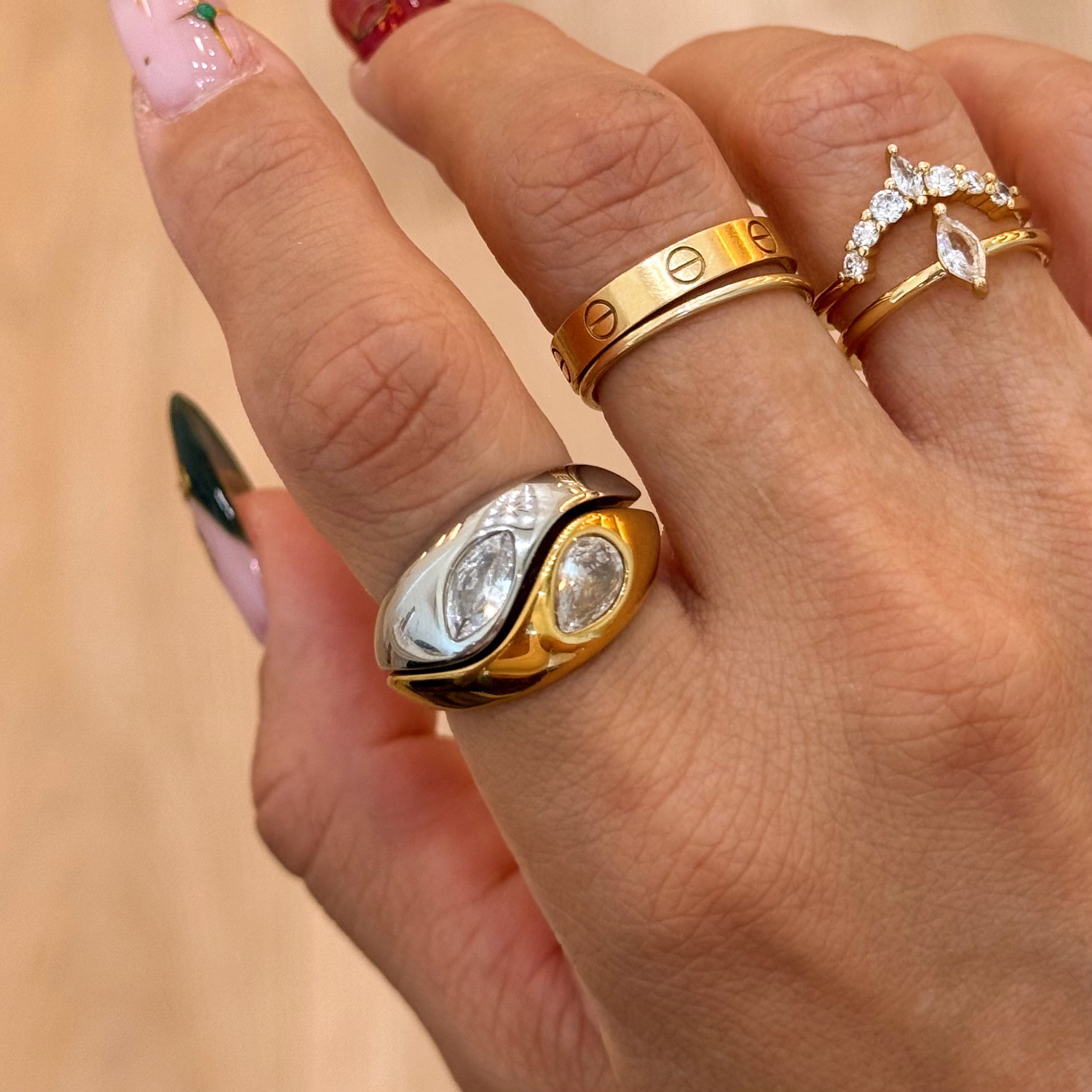 Dear Santa Double Stack CZ Ring