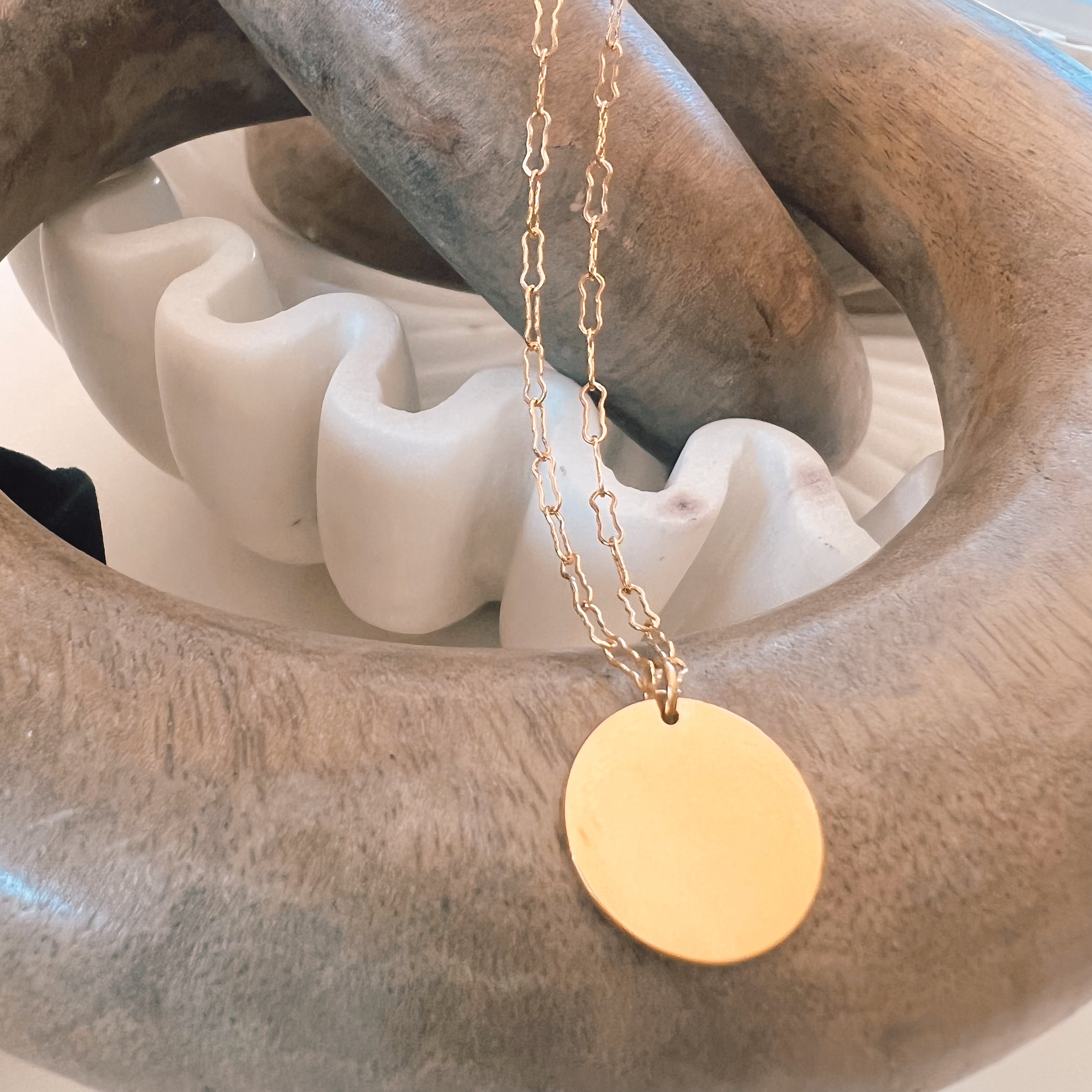 Circle Coin Engraving Necklace