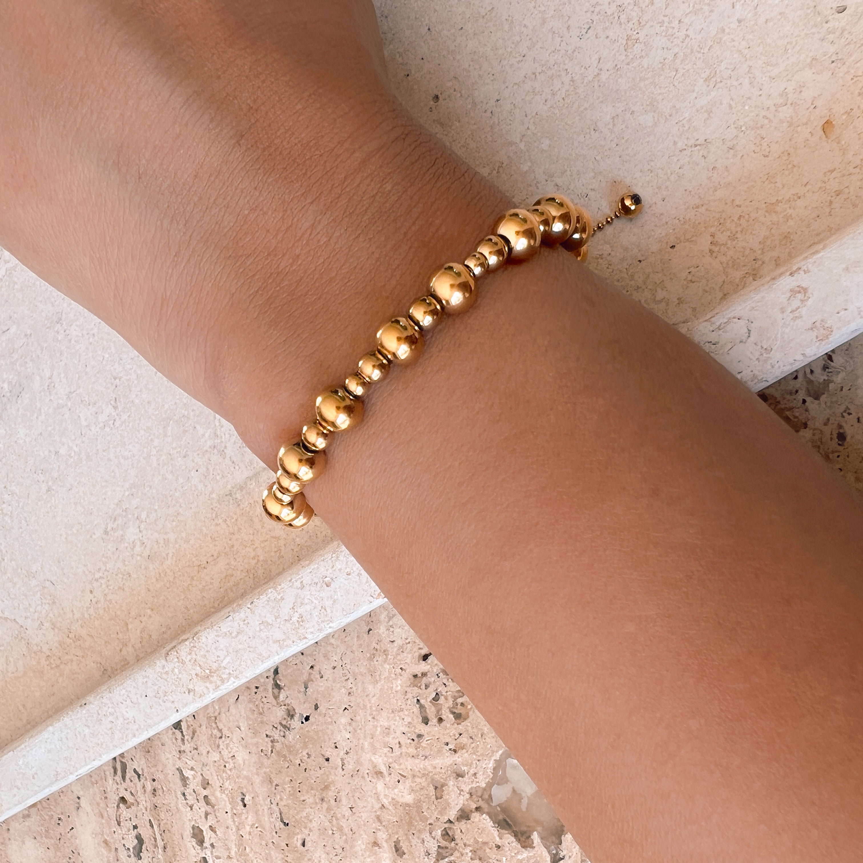 Golden Hour Beaded Jawstring Bracelet