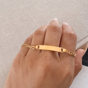 Micro-Mini Cuban Link Bar Engraving Bracelet