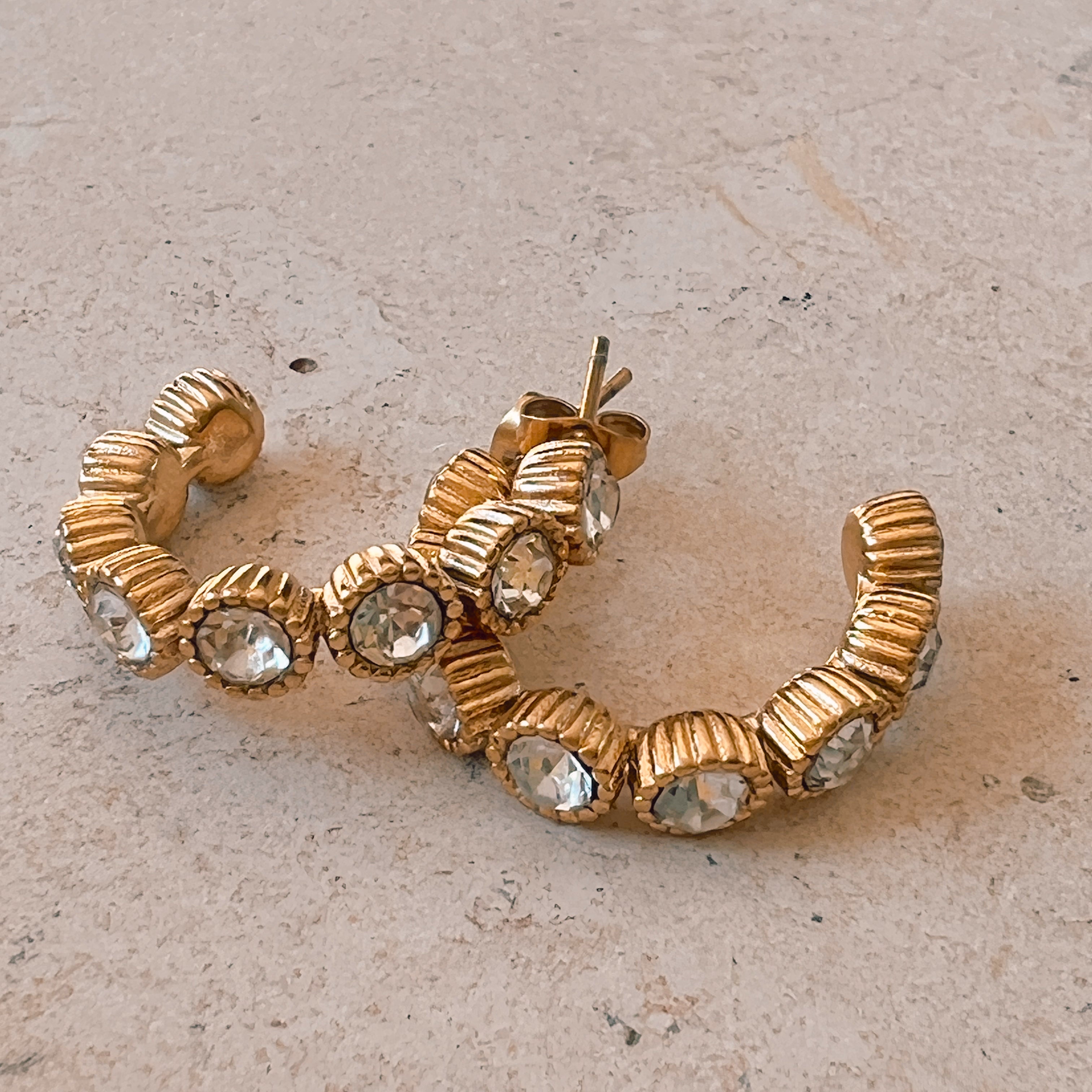 Heart Of Gold CZ Hoops